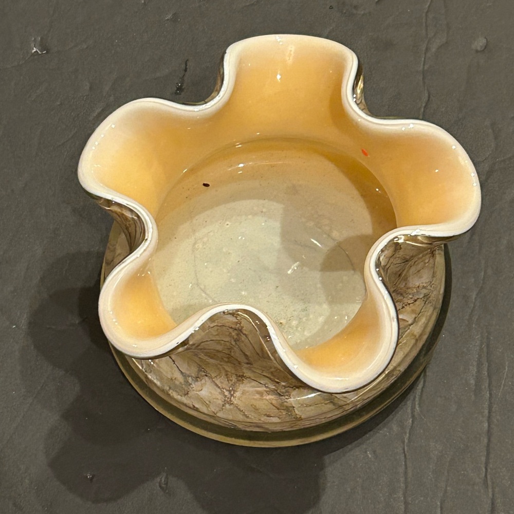 Krosno Poland Josefina centerpiece bowl vase neutral colors handblown glass